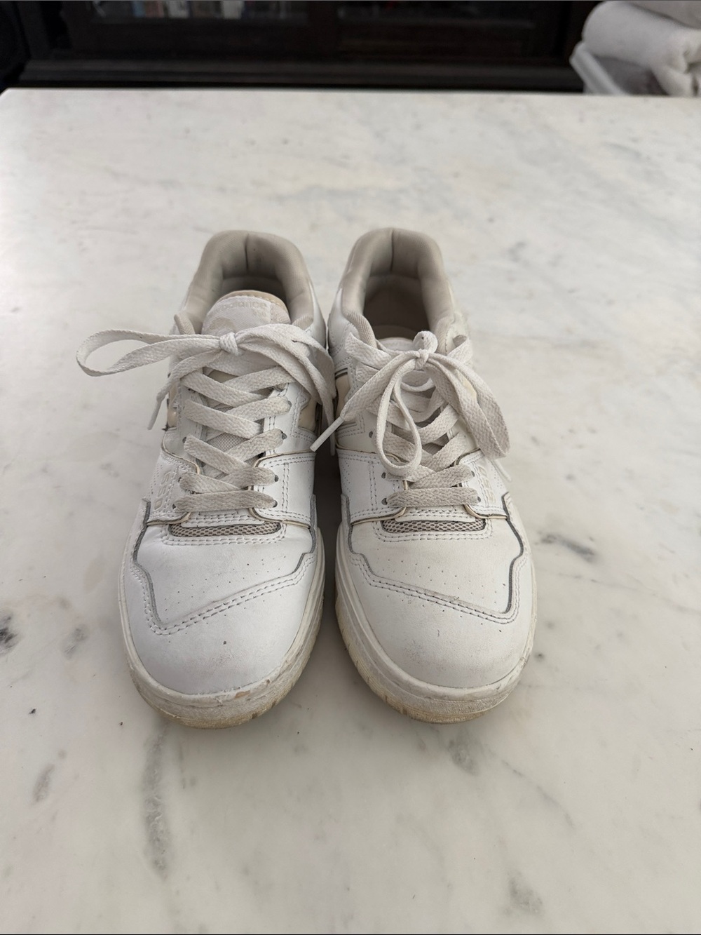 New Balance 550 White and Light Beige Low-Top Sneakers Women’s Size 7